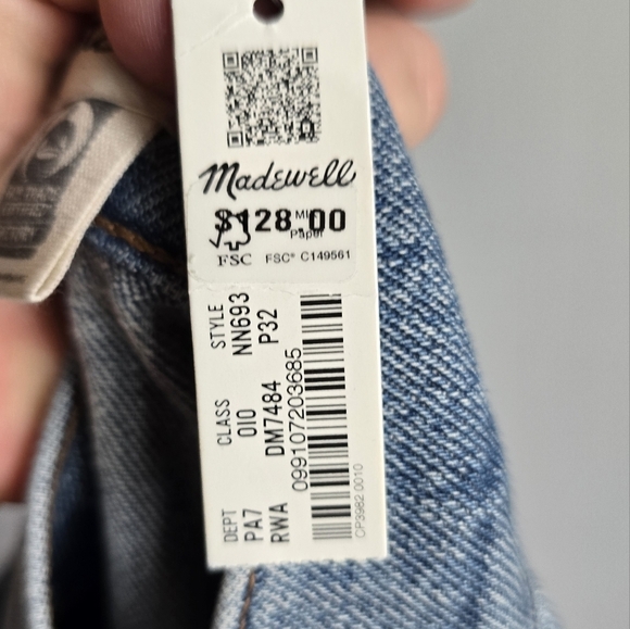 Madewell, New, The '90s Straight Leg Rondell Wash Jeans, Size 32 Petite 32P - Picture 14 of 15